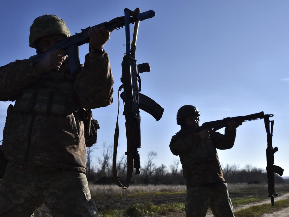 In this photo provided by Ukraine's 65th Mechanised Brigade press service on Nov. 19, 2024, Ukrainian soldiers attend a training at a polygon in Zaporizhzhia region, Ukraine.