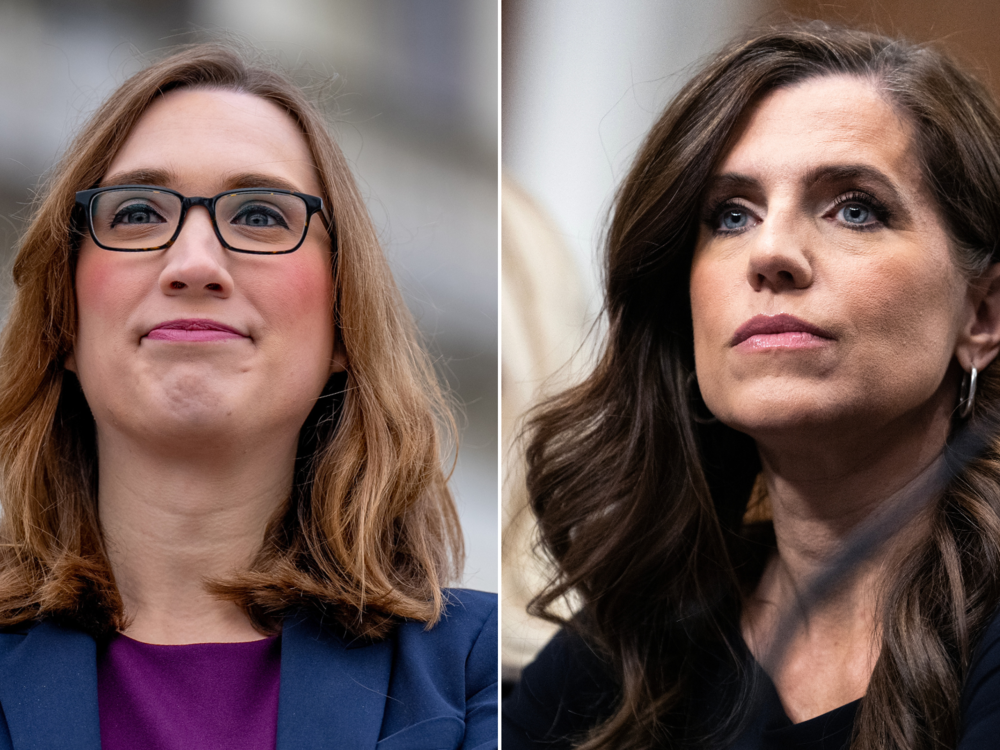 Rep. Nancy Mace (right) has authored a resolution that would ban trans women from women's bathrooms at the U.S. Capitol, just weeks before Rep.-elect Sarah McBride (left) — the first openly trans person elected to Congress — is set to be sworn in.