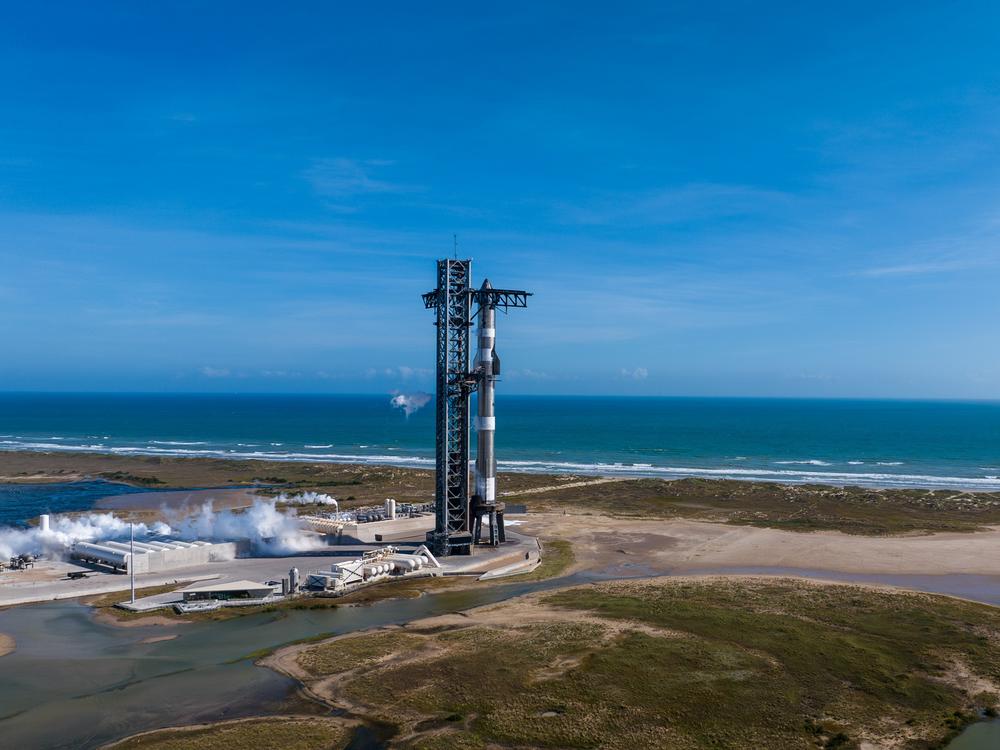 SpaceX's Starship sits at its Boca Chica launch pad. The launch is set to happen on November 19.