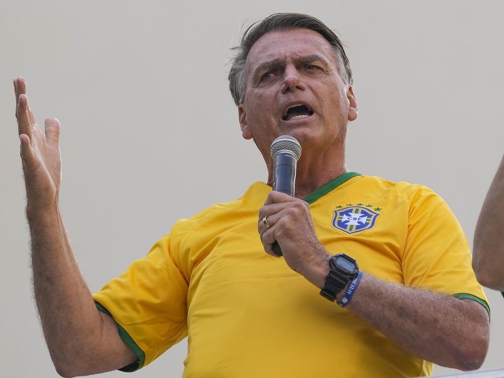 Former President Jair Bolsonaro addresses supporters during a rally in Sao Paulo, Brazil, Feb. 25, 2024.