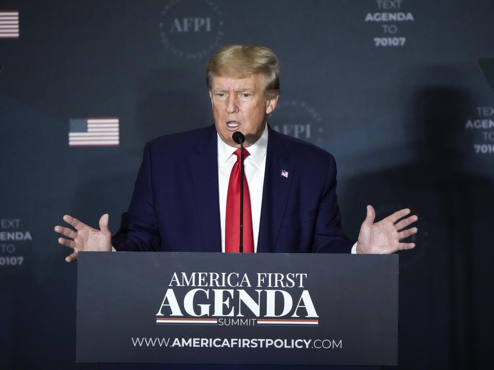 President-elect Donald Trump speaks during the America First Agenda Summit in Washington, D.C., on July 26, 2022.