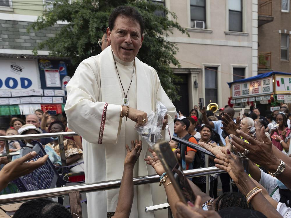 Monsignor Jamie Gigantiello, pictured in Brooklyn in 2022, lost his leadership roles in the church after an investigation found a pattern of wrongdoing, including making unauthorized financial transfers to a former top aide to New York City Mayor Eric Adams.