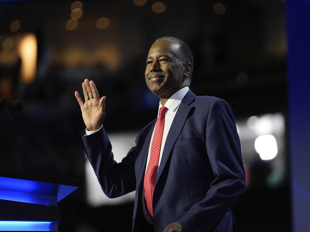 Dr. Ben Carson, former secretary of Housing and Urban Development, speaks during this summer's Republican National Convention in Milwaukee.