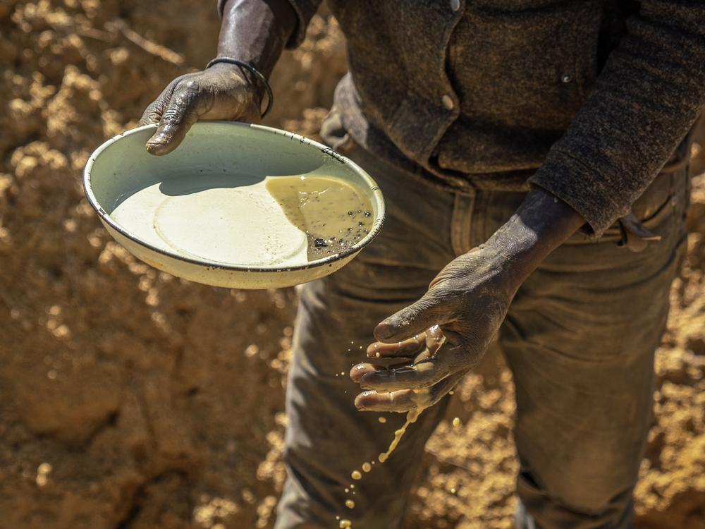 An artisanal miner, locally known as a zama-zama, mines for gold at a mining operation in Stormhill, west of Johannesburg, on Aug. 11, 2023.
