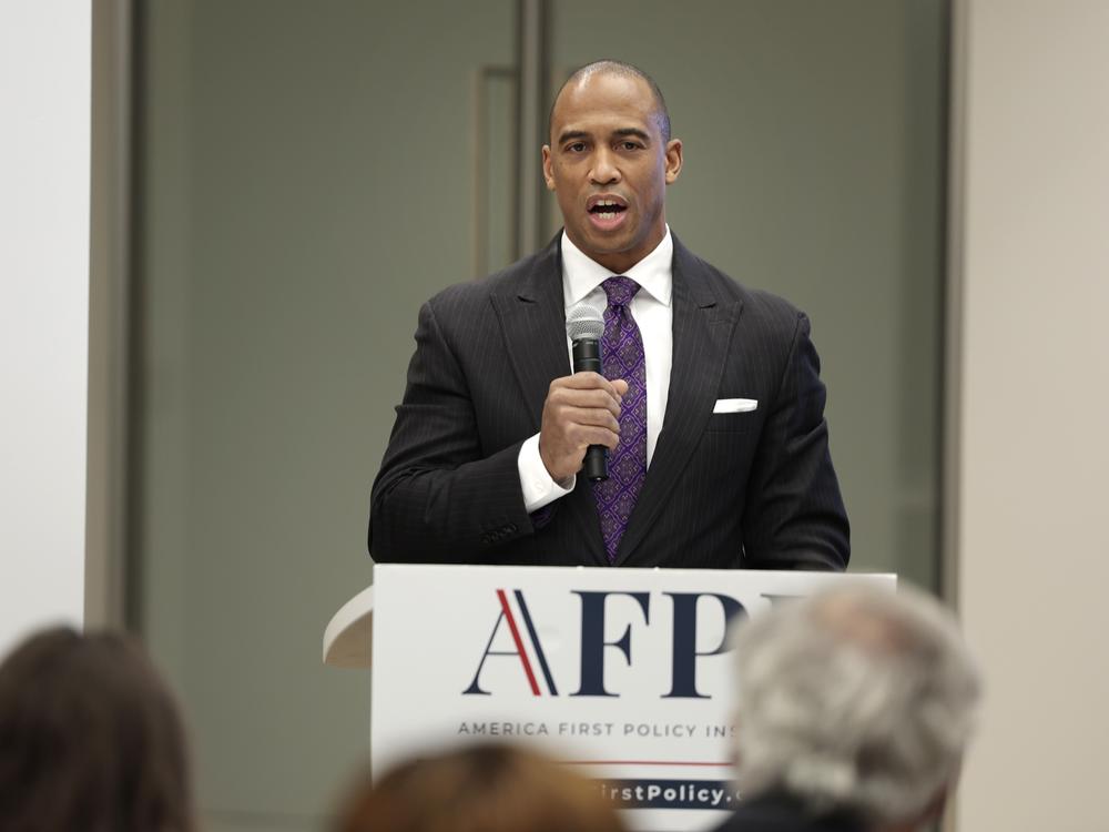 Scott Turner, chairman of the Center for Education Opportunity at the America First Policy Institute, speaks during an event at the institute in January 2022