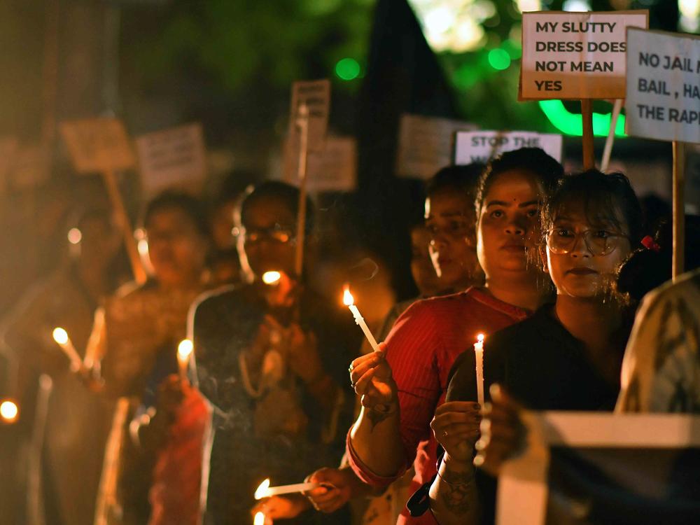 Women protest against the rape and killing of a trainee doctor at a government hospital in India this August.