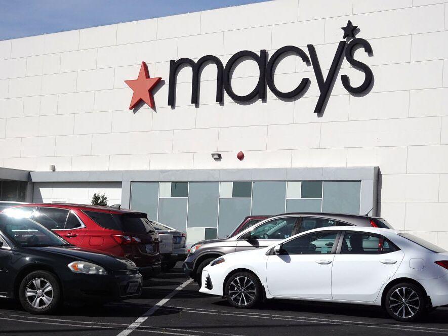 Cars sit parked in front of a Macy's store at Bay Fair Mall on Feb. 27, 2024 in San Leandro, California.