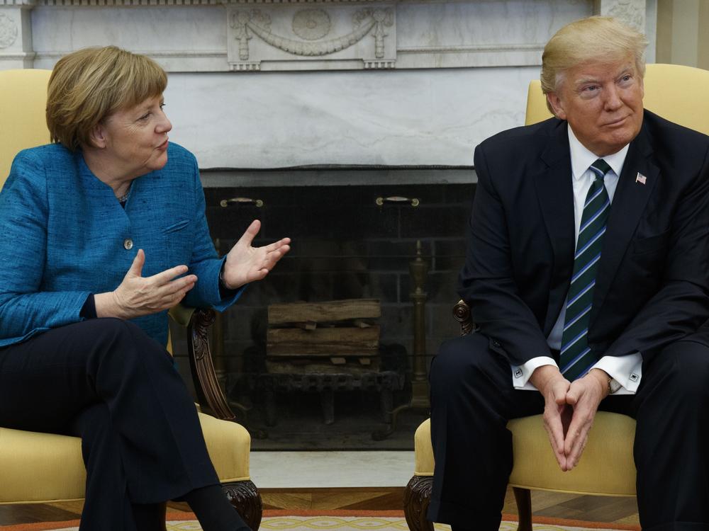 There are few world leaders who can claim to have worked closely with four U.S. presidents. But Chancellor Angela Merkel can. Here she is with Donald Trump at the White House during his first term.