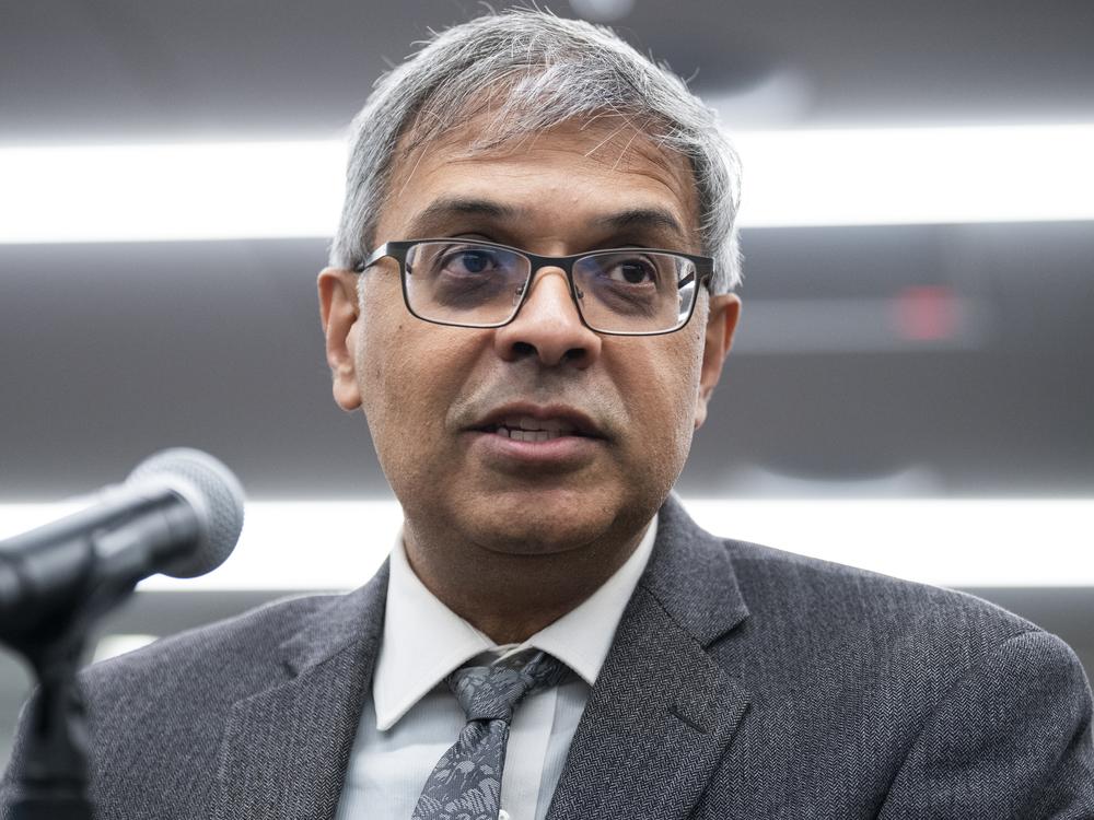 Dr. Jay Bhattacharya speaks during a roundtable discussion with members of the House Freedom Caucus on the COVID-19 pandemic at The Heritage Foundation in late 2022.