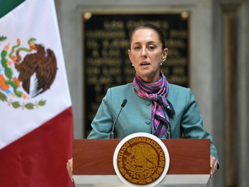 Mexican President Claudia Sheinbaum speaks during the High Level Summit between Mexican and U.S. leaders and businessmen at the National Palace in Mexico City on Oct. 15, 2024.