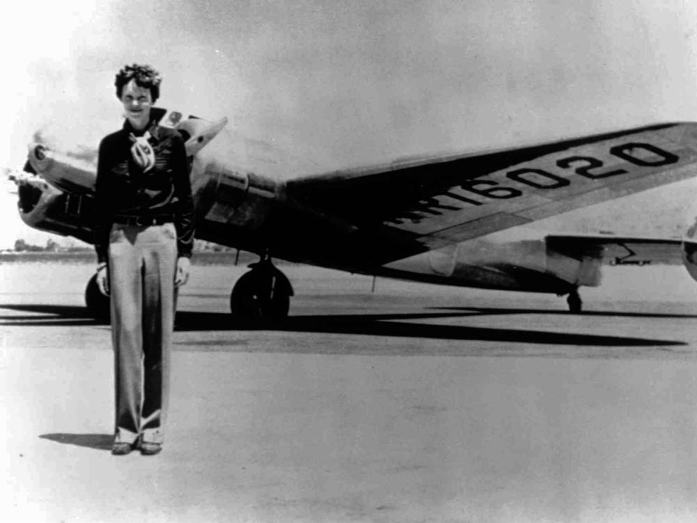 Amelia Earhart stands next to her Lockheed Electra 10E, before her last flight in 1937 from Oakland, Calif., bound for Honolulu. Her disappearance remains one of aviation's biggest mysteries.