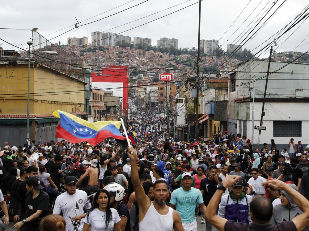 Protesters demonstrate on July 29 in Caracas, Venezuela, against the official election results declaring President Nicolás Maduro won reelection.