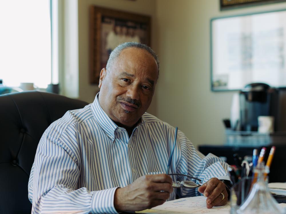 The Rev. Fred Luter, pastor of Franklin Avenue Baptist Church in New Orleans, in his office. Luter, the first Black president of the Southern Baptist Convention, is helping lead an initiative that encourages pastors in the Deep South to discuss racial reconciliation tactics among their congregations and broader communities.
