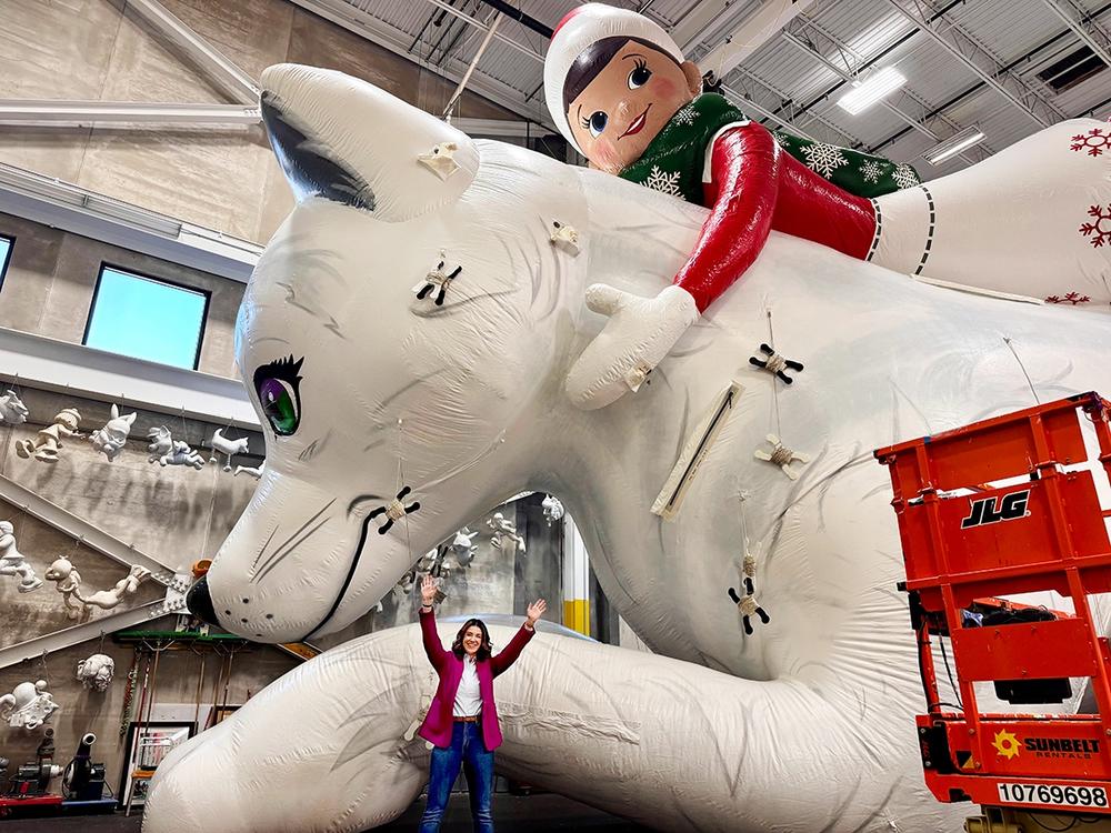 Just how big is this Elf on the Shelf balloon? Look for Macy's Production Operations Director Kathleen Wright at the bottom of the photo.