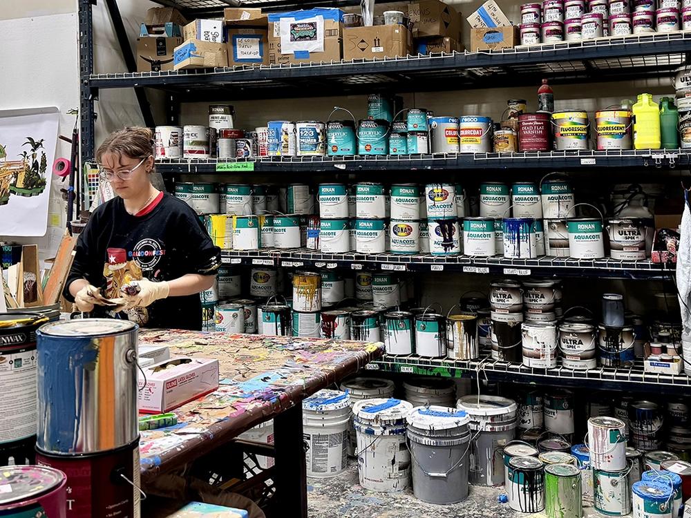The Macy's Studio paint room provides an explosion of color for the Thanksgiving parade floats and balloons.
