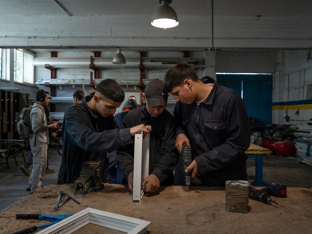 Students receive hands-on training in the UNRWA vocational center in Qalandia on Nov. 14.