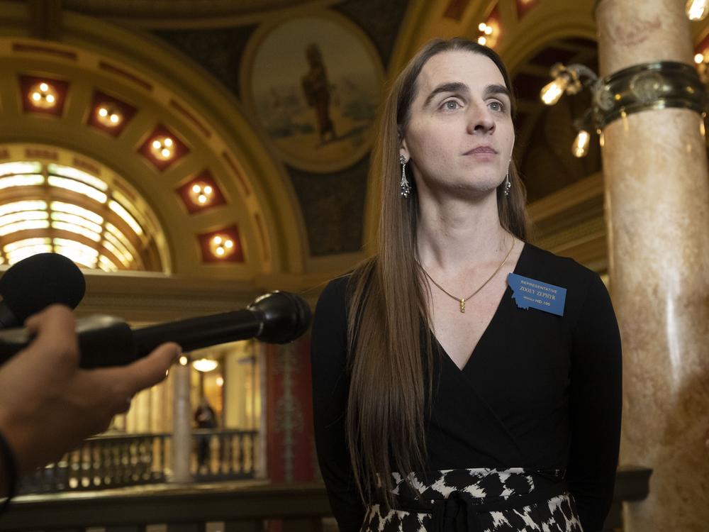 Openly transgender Rep. Zooey Zephyr, pictured at the Montana State Capitol in Helena, Mont., in 2023, was reelected last month. This week, her colleagues debated a rule that would have blocked her from the women's restroom at the Capitol.