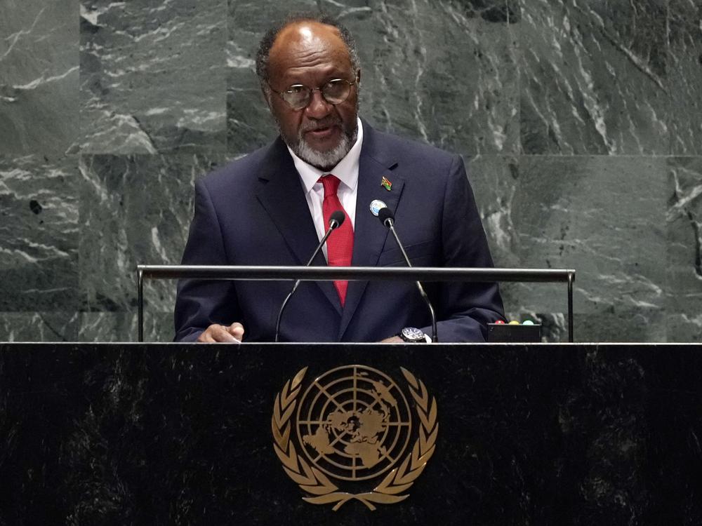 Vanuatu Prime Minister Charlot Salwai Tabimasmas addresses the 79th session of the United Nations General Assembly in September.