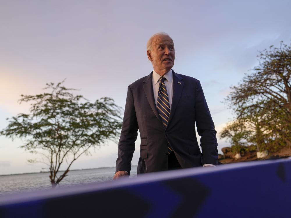 President Biden leaves the National Museum of Slavery, in the capital Luanda, Angola on Tuesday, Dec. 3.