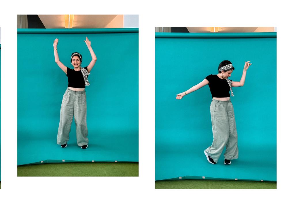 Life Kit host Marielle Segarra tries out a balance exercise from posing coach David Suh, beginning with a straight upright pose, then shaking each limb out and shifting her weight around as she flows through different poses.