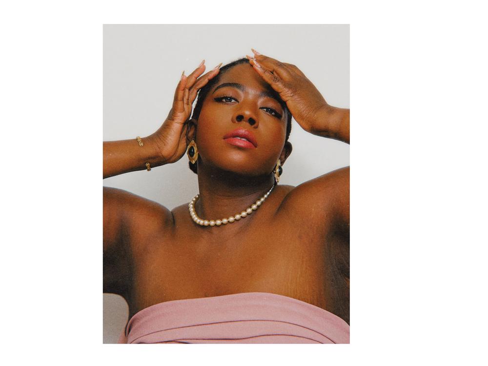 Yeboah likes to gaze down her chin at the camera for an editorial cool girl look.