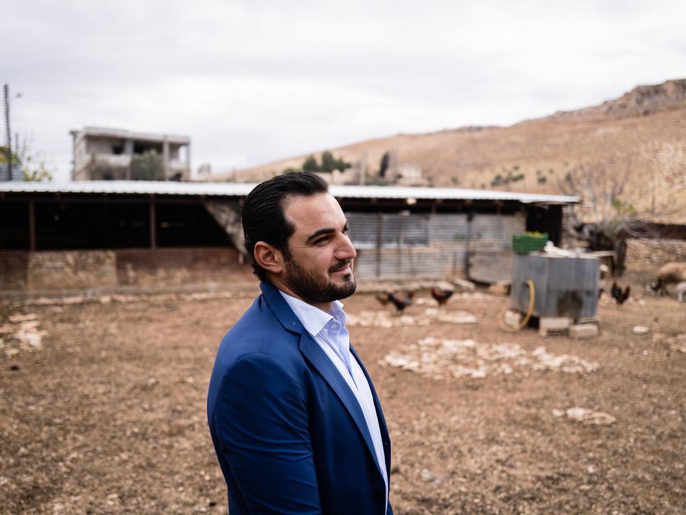Ali Zgheib on his family farm near the Syrian border.