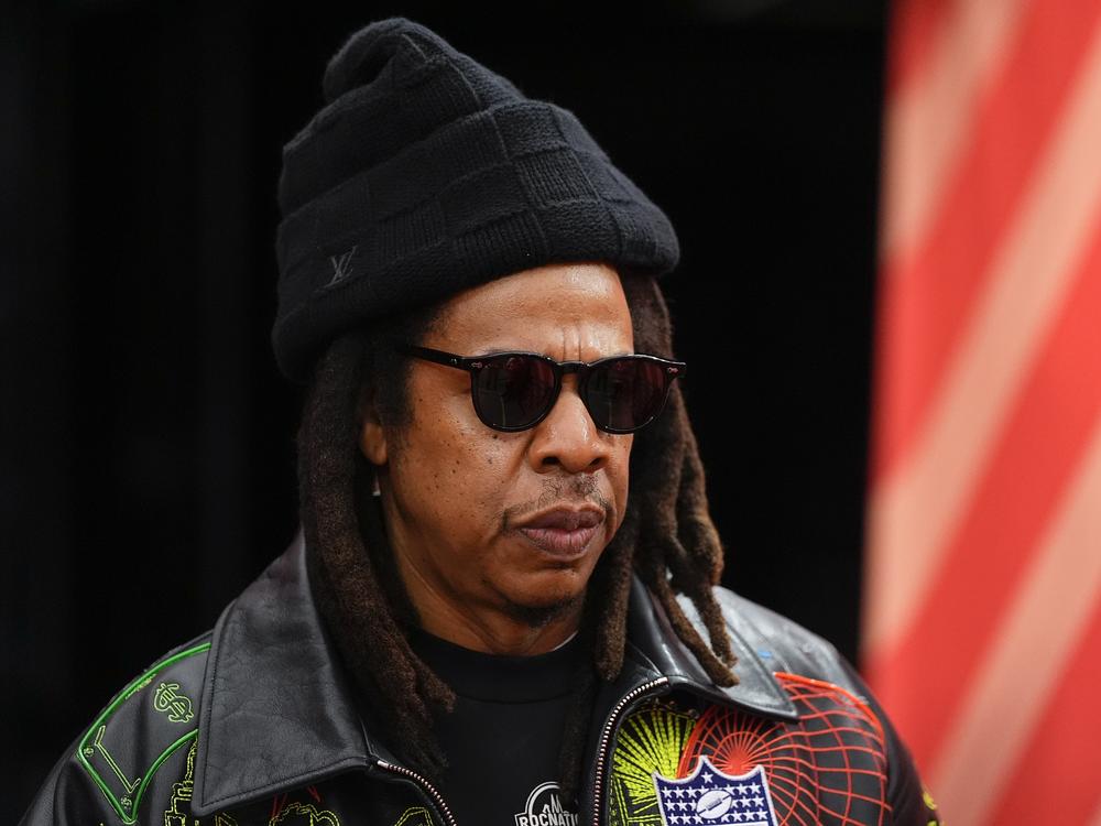 Jay-Z arrives before the Super Bowl game between the San Francisco 49ers and the Kansas City Chiefs on Sunday, Feb. 11, 2024, in Las Vegas.