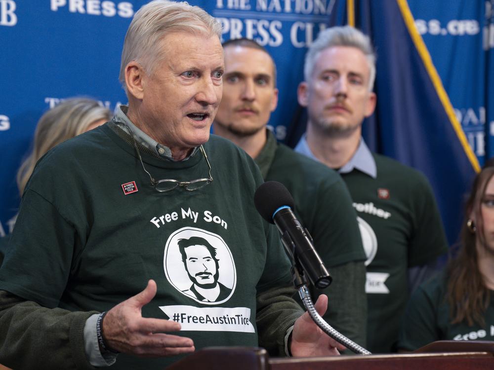 Marc Tice, the father of journalist Austin Tice, who was kidnapped in Syria, speaks to the media about his son's condition on Dec. 6 during a news conference at the National Press Club in Washington, D.C.