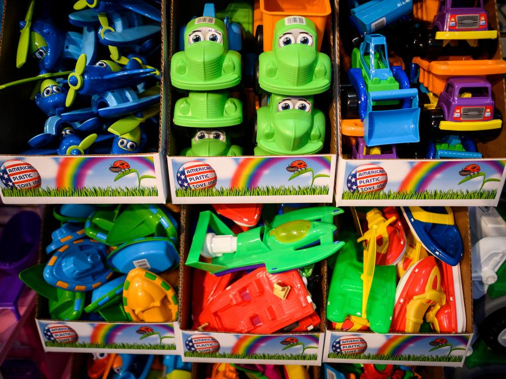 These plastic toys were manufactured in Michigan by American Plastic Toys. But most toys sold in the U.S. are imported and could be subject to tariffs in the incoming Trump administration.