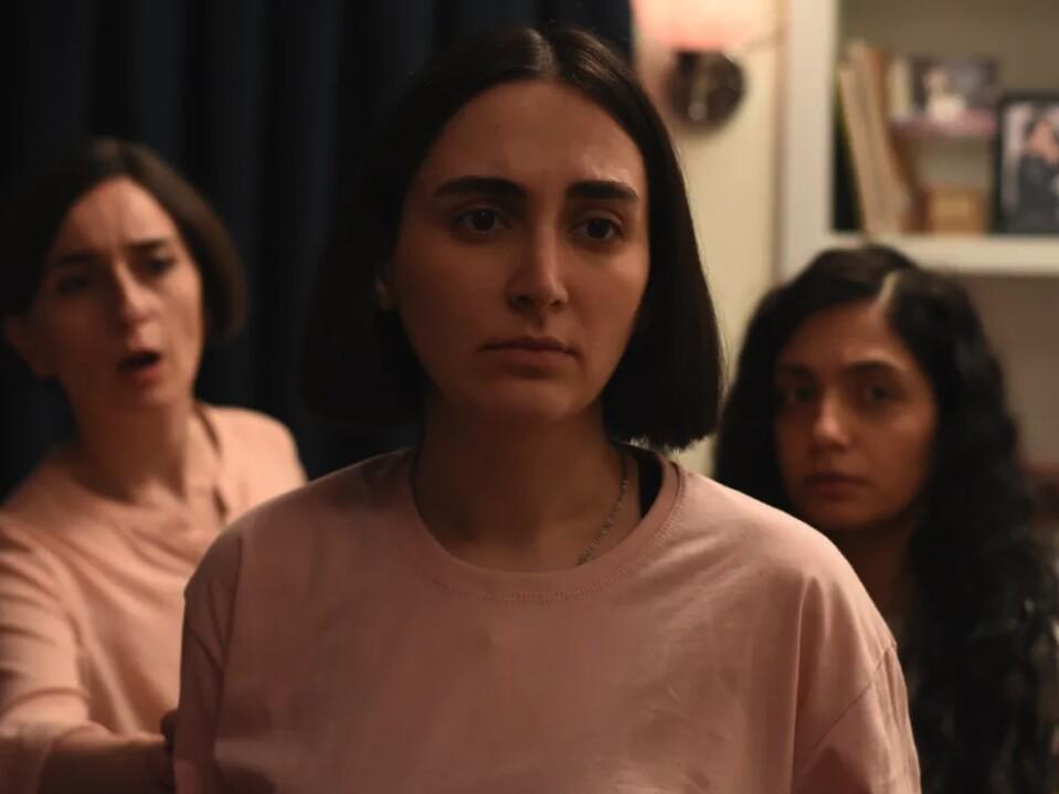 When one of her friends is injured at a rally, Rezvan (Mahsa Rostami, center) becomes increasingly supportive of the movement challenging Iran's authoritarian regime.
