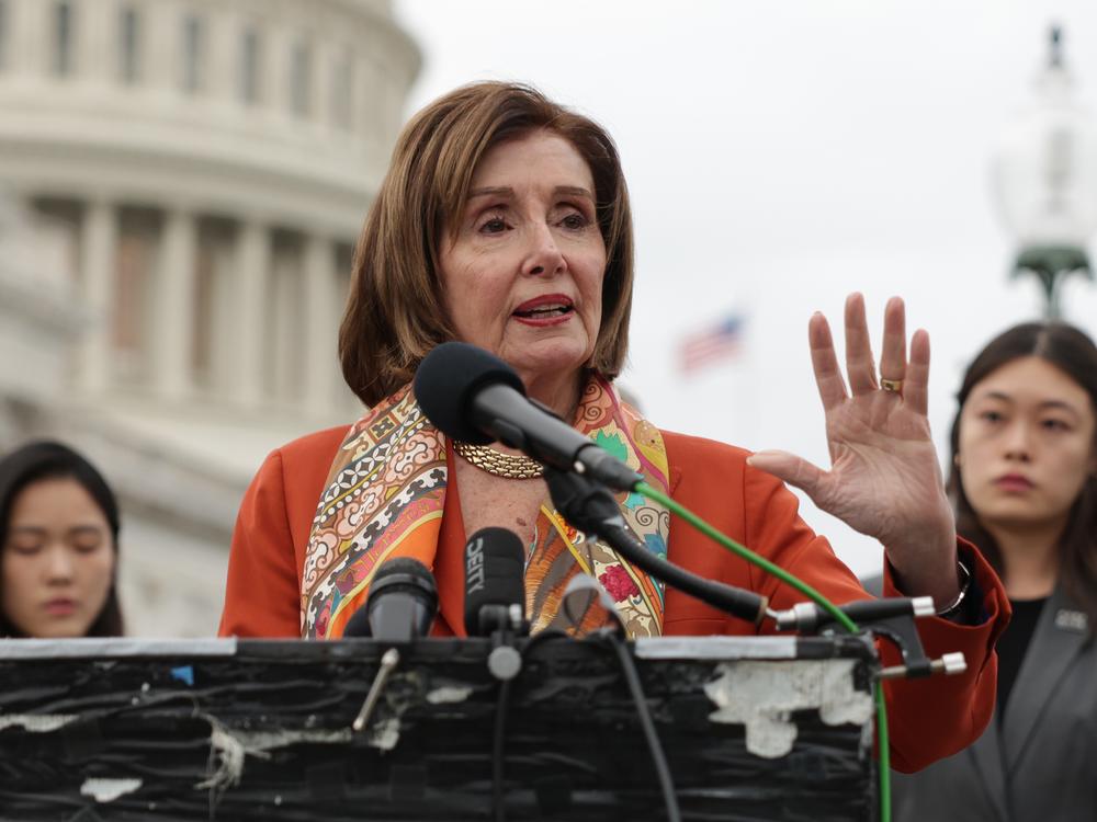 U.S. House Speaker Emerita Rep. Nancy Pelosi (D-CA) speaks during a news conference on November 19, 2024 in front of the U.S. Capitol.