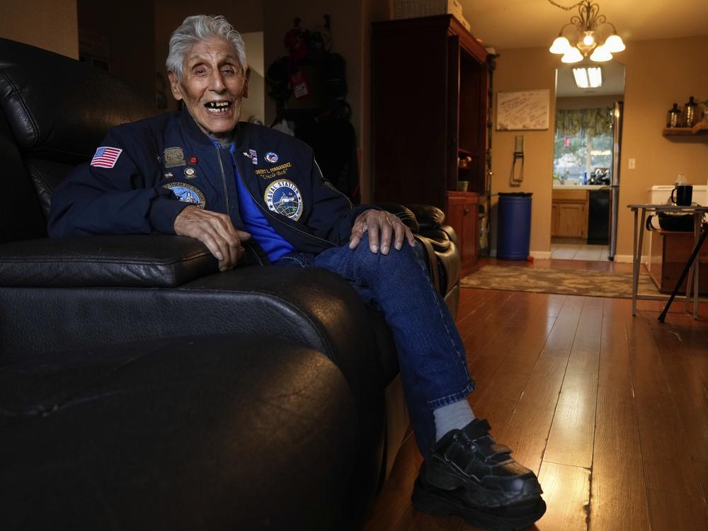 Pearl Harbor Navy veteran Bob Fernandez is photographed at home in Lodi, Calif., on Nov. 19.