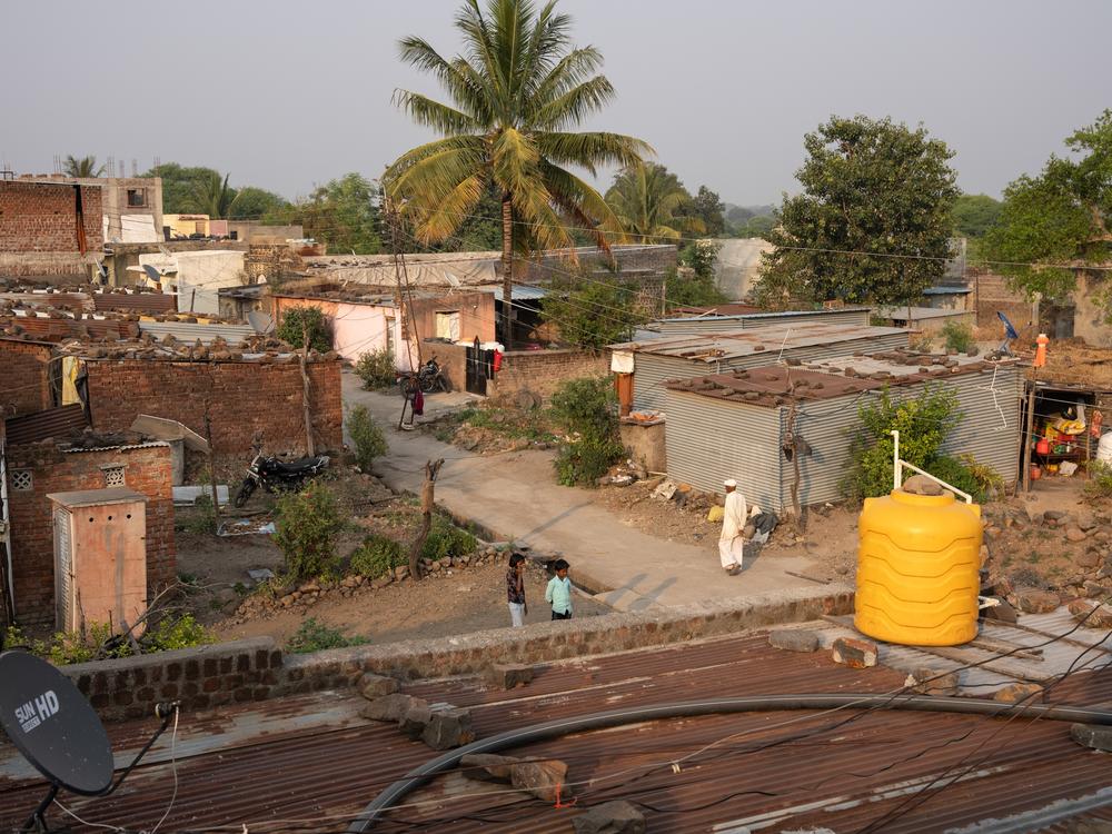 An aerial view of Khamgaon, India, home to cookbook author Shahu Patole.  Families from several castes live there, with each caste segregated into their own neighborhood.