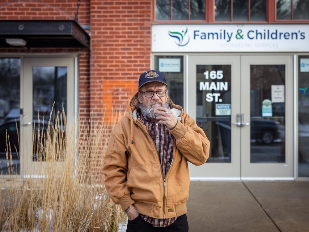 John Greene at Family & Children's Counseling Services in Cortland, New York. Greene is four months into recovery for the first time since he started regularly using drugs at age 14. He credits a new program that the counseling center started with opioid settlement money.