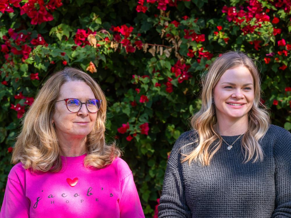Jo Jones (left) is the founder of Jacob's Hope, a specialty nursery in Mesa, Ariz., that cares for substance-exposed newborns. Lyndsey Steele (right) is the nursery's associate director.  Steele is hoping to secure opioid settlement money to help keep the nursery afloat.