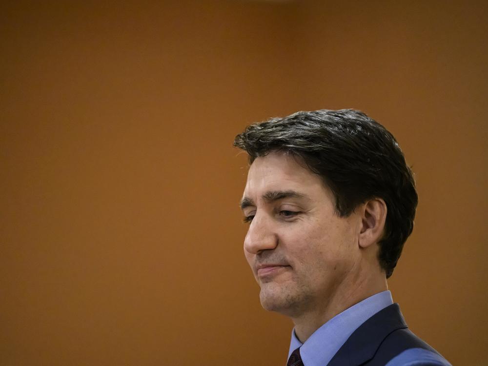 Canada's Prime Minister Justin Trudeau looks on at the start of a cabinet swearing in ceremony for Dominic LeBlanc, not shown, who will be sworn in as Finance Minister, at Rideau Hall in Ottawa, Ontario, on Dec. 16, 2024.