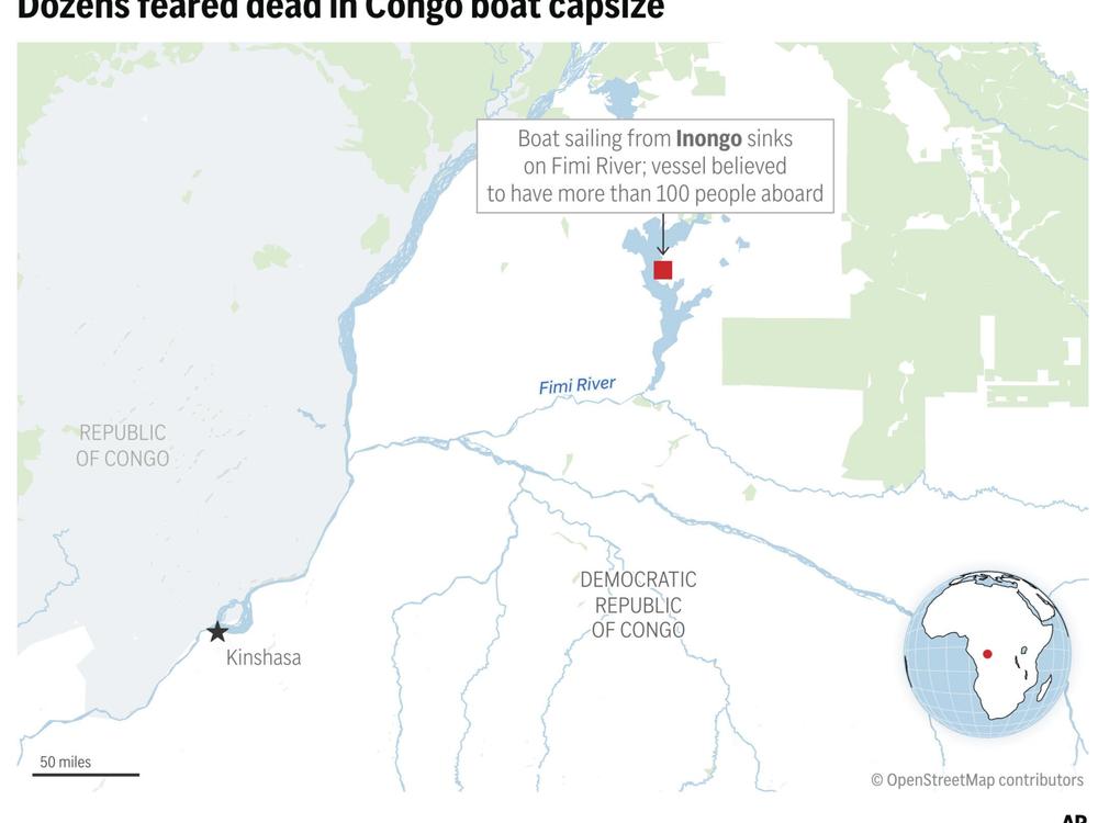 A vessel believed to be overcrowded capsized as it made its way along the Fimi River, the latest such tragedy to strike Congo.