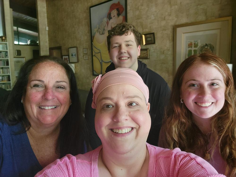 Ashley Levinson, center, was diagnosed with breast cancer at the age of 52 in August 2023. Though some family members let her down, she got the support she needed from friends Jennifer and Julia Buck.
