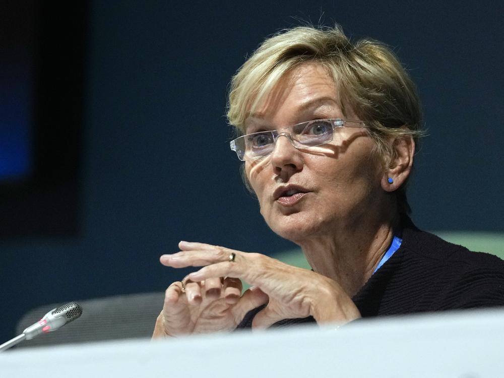 Energy Secretary Jennifer Granholm talks during a session at the COP29 U.N. Climate Summit Nov. 15, 2024, in Baku, Azerbaijan.