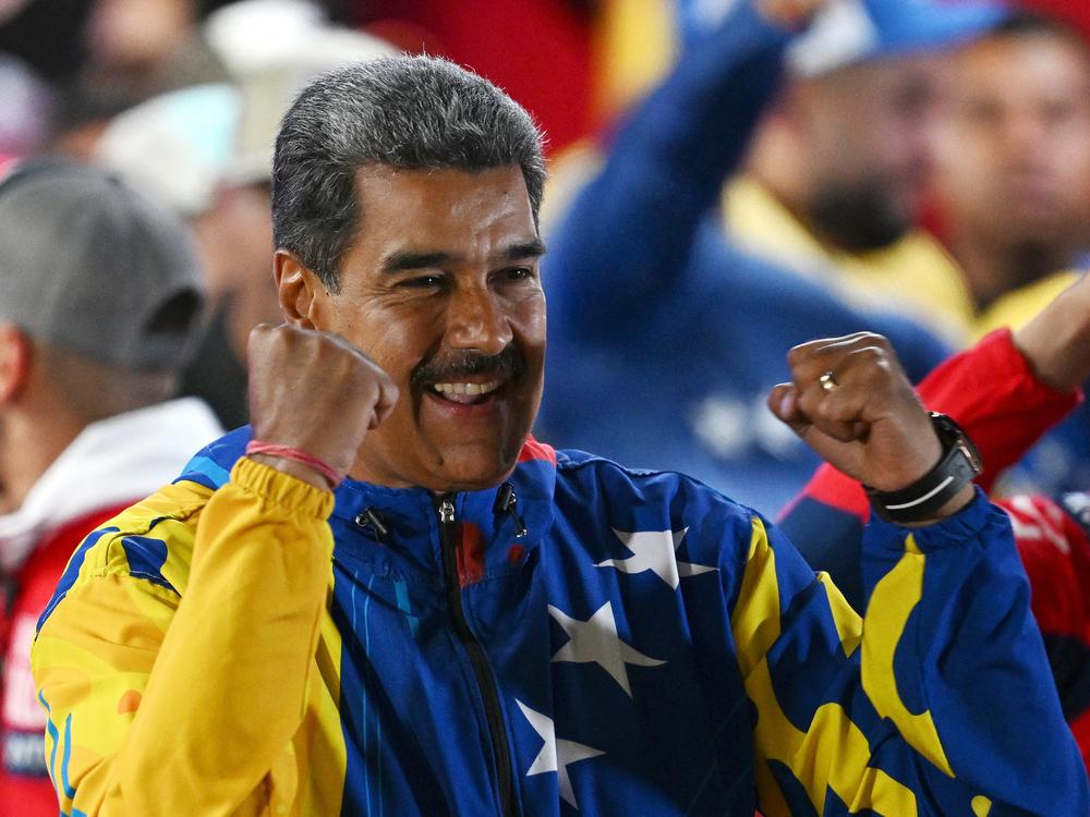 Venezuelan President Nicolás Maduro reacts following the presidential election results on July 29.