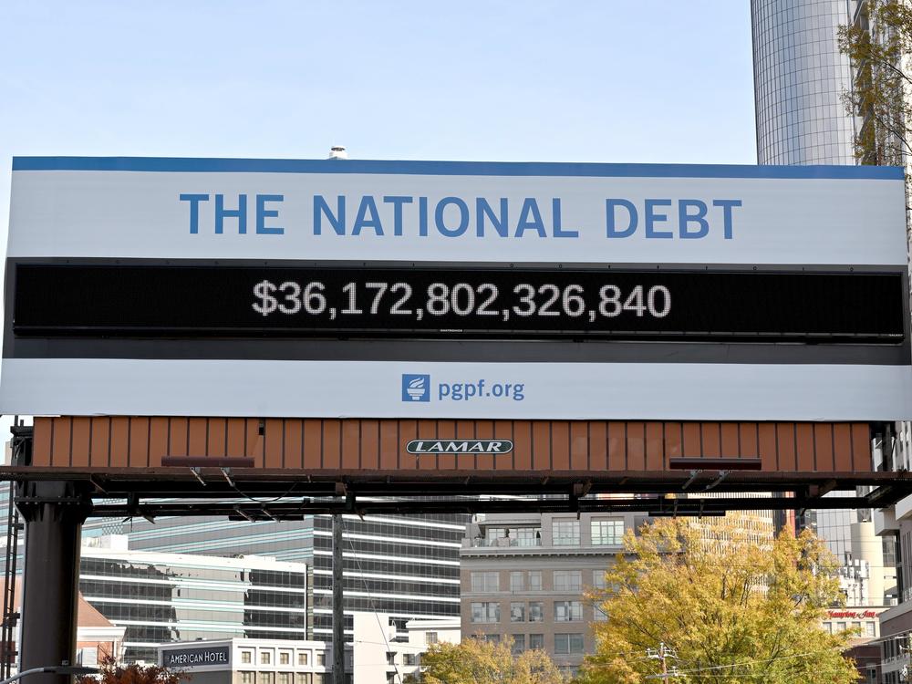 The federal debt topped $36 trillion earlier this month.  A billboard in Atlanta displays what that works out to for each person in the United States.