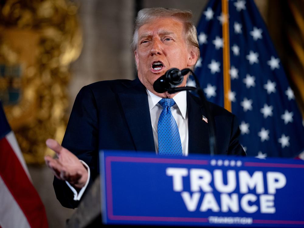 President-elect Donald Trump speaks at a news conference at his Mar-a-Lago resort in Palm Beach, Fla., on Dec. 16.