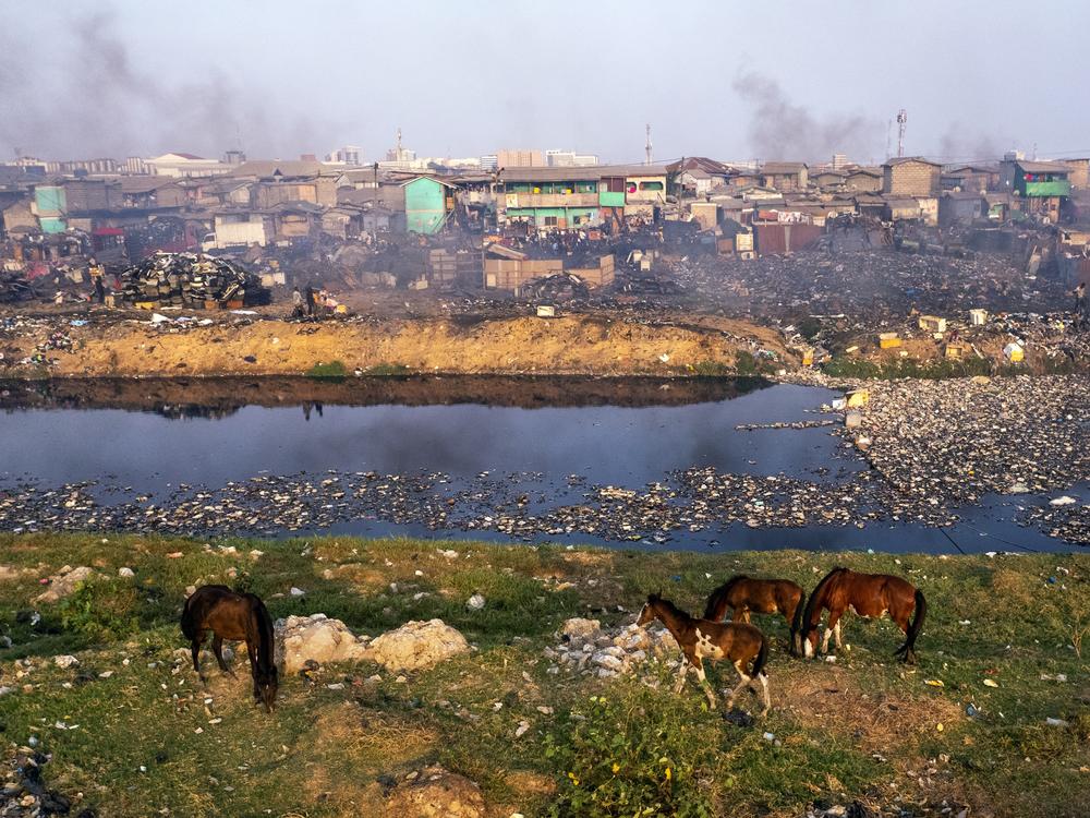 The now-demolished Agbogbloshie Scrapyard in Accra, Ghana, once received about 15,000 tons of electronic waste each year, making it one of the largest e-waste processing sites in Africa.