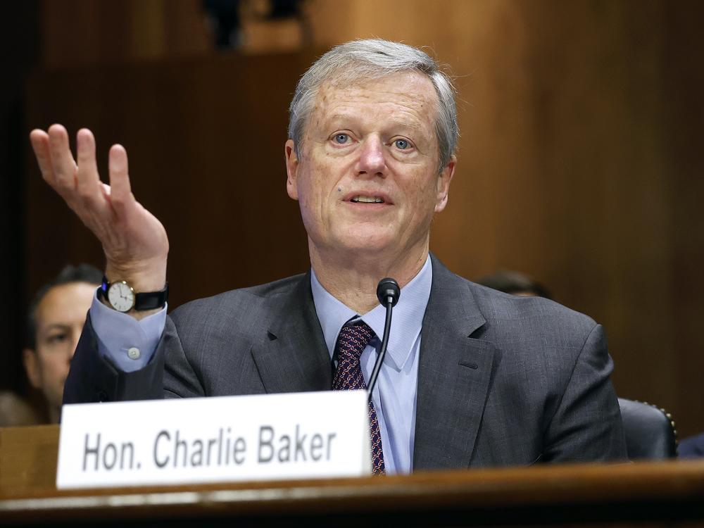 Charlie Baker, the president of the NCAA, testifies before the Senate Judiciary Committee during a hearing about legalized sports gambling.