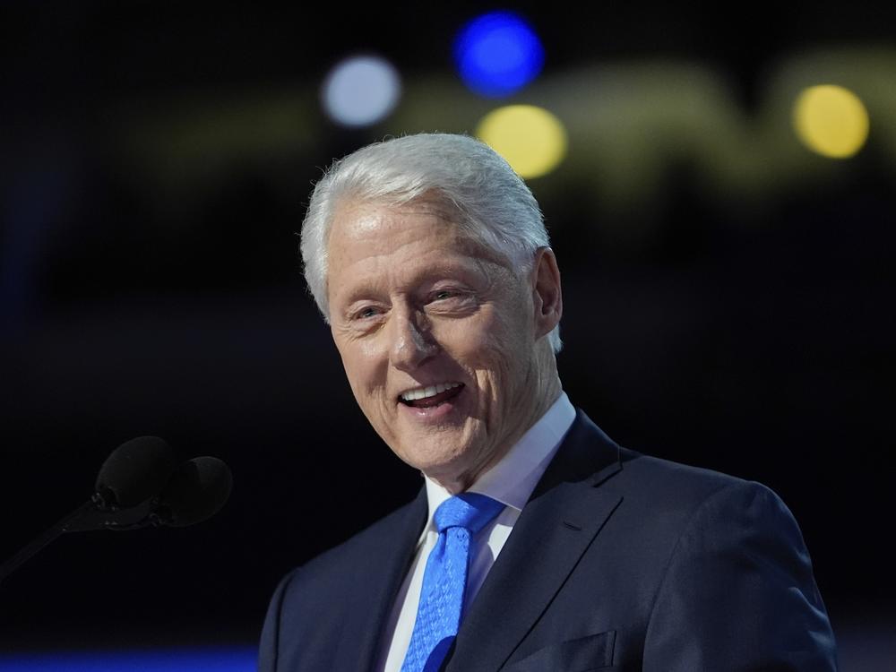 Former President Bill Clinton speaks during the Democratic National Convention on Aug. 21 in Chicago.