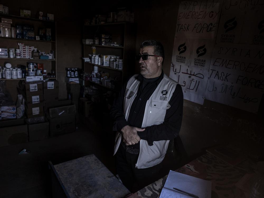 Abu Mohammad Khudr, 44, from Homs, at a pharmacy set up by Syrian Emergency Task Force at the Rukban camp, Dec. 14.
