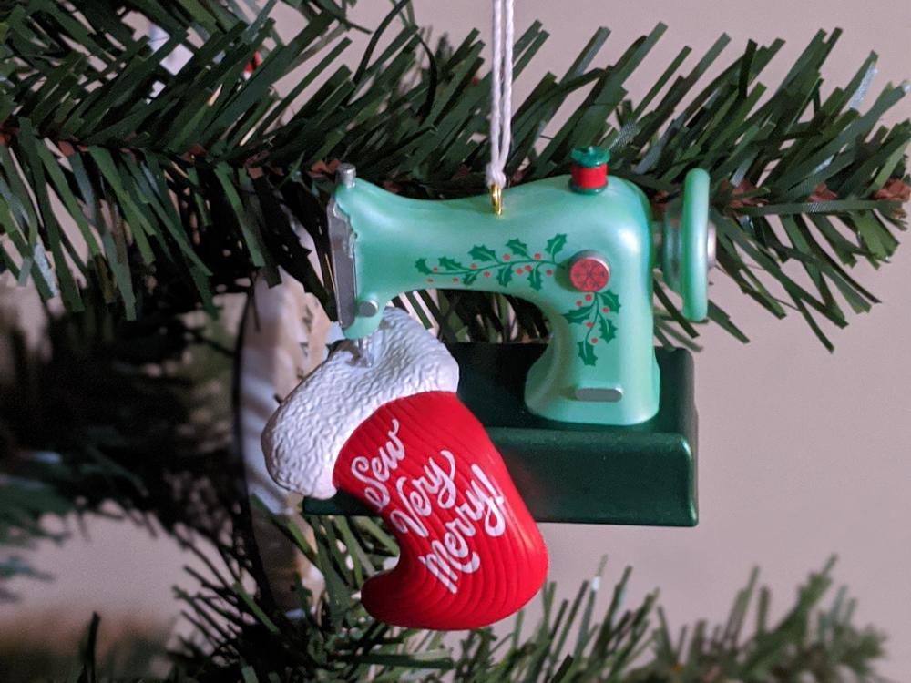 Beth Patton loves to sew. She also loves this sewing machine ornament she got from a mystery gifter in a recent online holiday present exchange who took note of that fact.