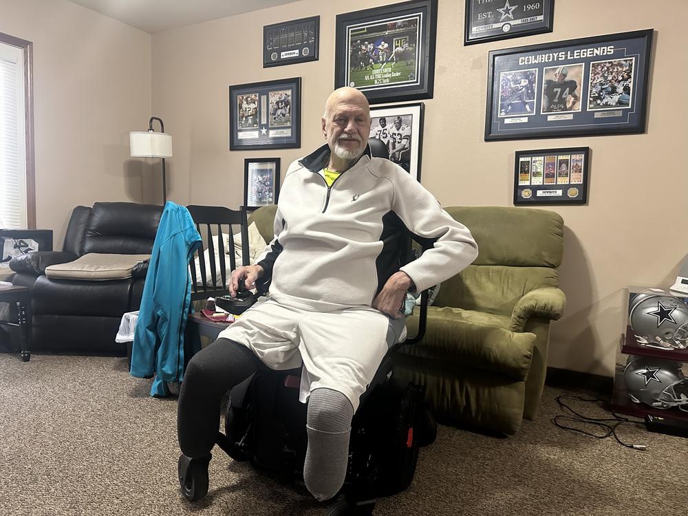 Kim Hilton inside his new apartment at an assisted living facility in Columbia Falls, Mont. Hilton can't afford the unit on his own, but after a long search was able to get one of the limited slots in a Medicaid program that helps pay for assisted living. <br>