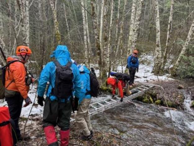 A photo of the search and rescue operation to find two men by the Skamania County Sheriff's Office in Washington state.