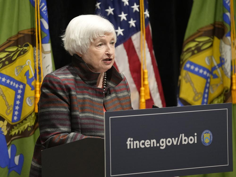U.S. Treasury Secretary Janet Yellen speaks during a visit to the Financial Crimes Enforcement Network in Vienna, Va., on Jan. 8.